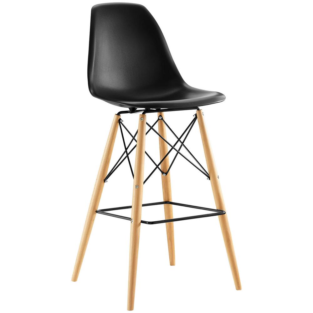 Modway Pyramid Black Bar Stool Eei 1701 Blk The Home Depot