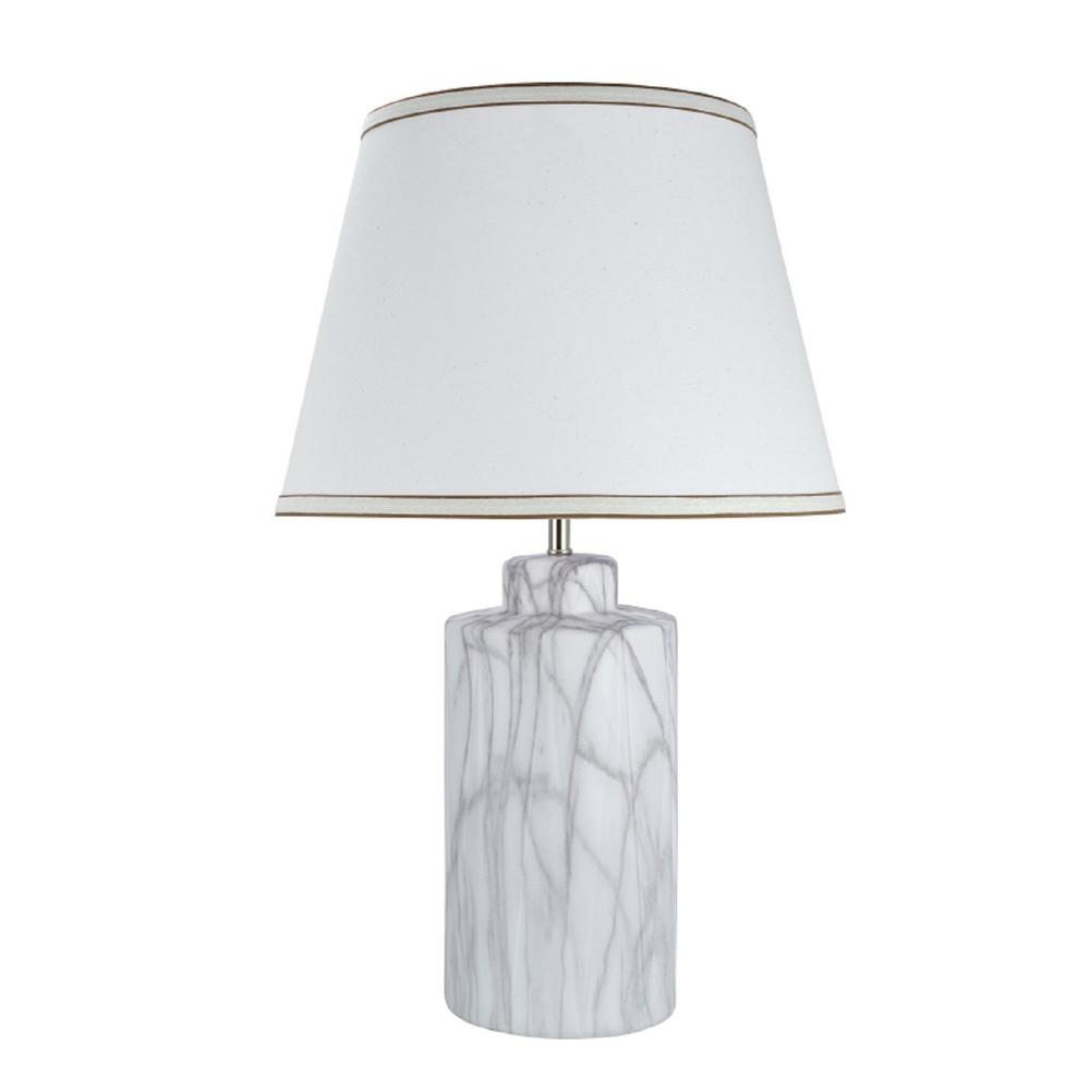 Aspen Creative Corporation 26 In Marble Ceramic Table Lamp With Hardback Empire Shaped Shade Off White