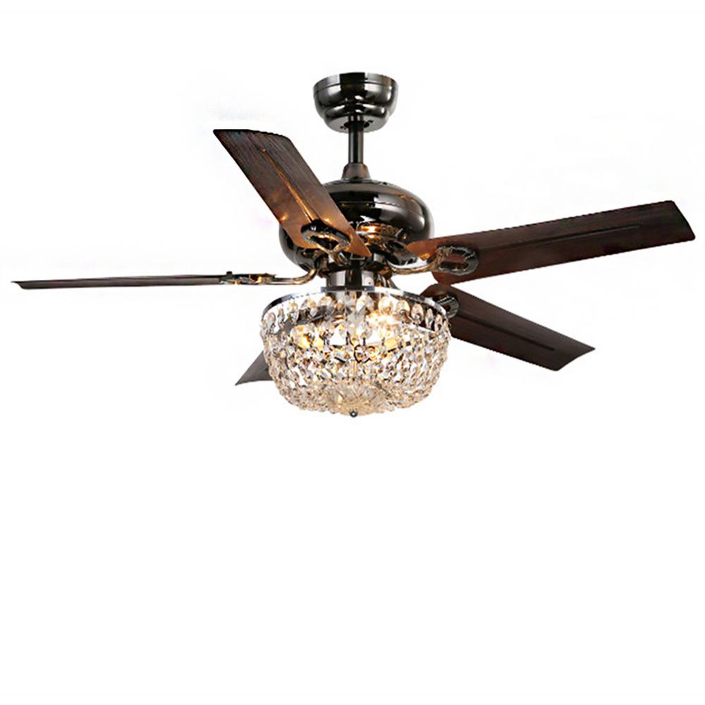 Warehouse Of Tiffany Angel 43 In Indoor Bronze 5 Blade Crystal Chandelier Ceiling Fan With Light Kit