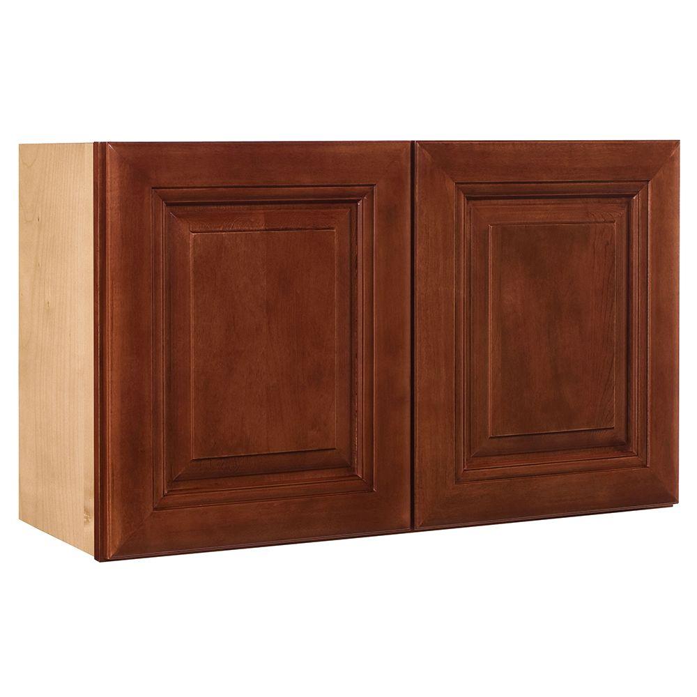 Home Decorators Collection Lyndhurst Assembled 36x18x12 In Double Door   Cabernet Home Decorators Collection Assembled Kitchen Cabinets W3618 Lcb 64 300 