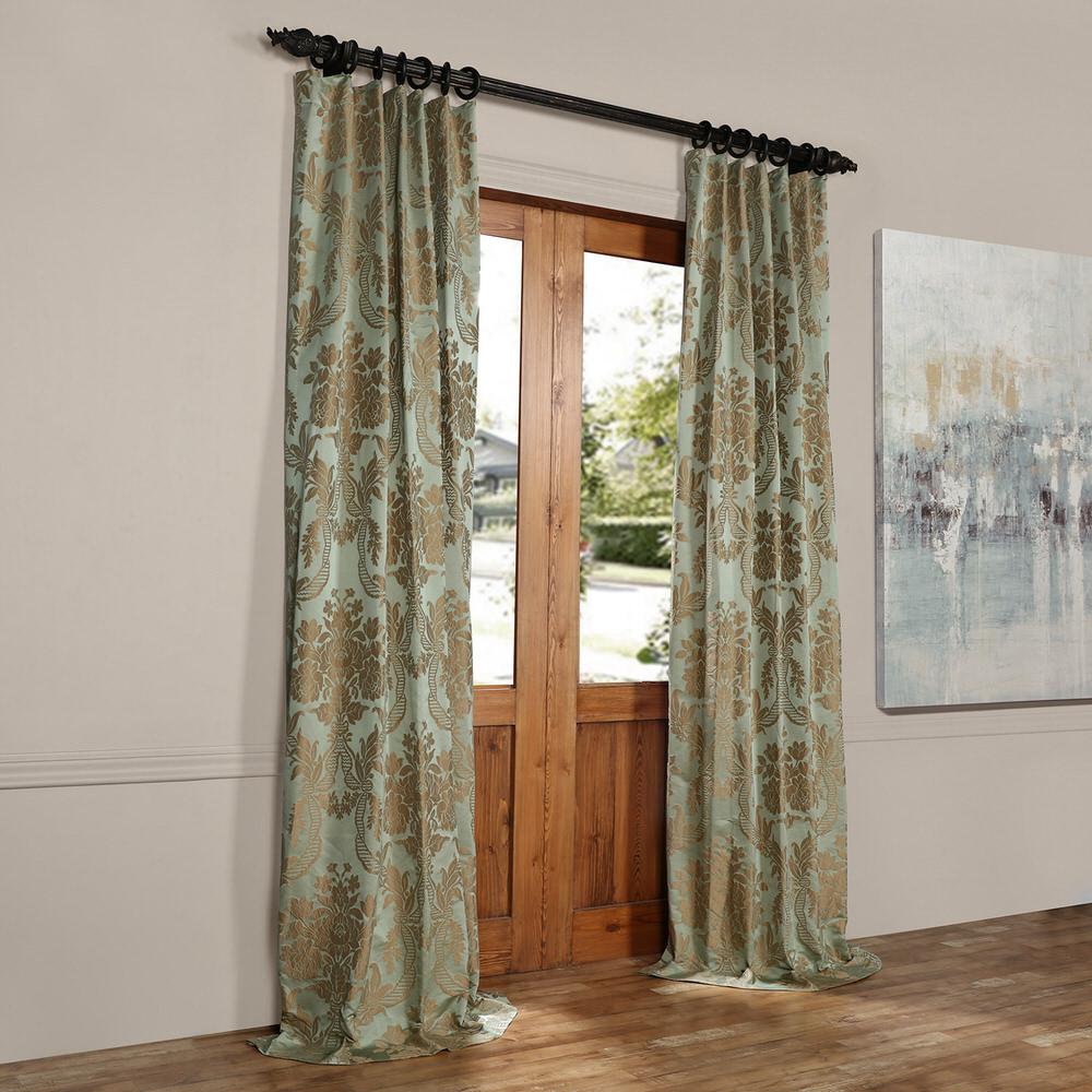 Exclusive Fabrics Furnishings Magdelena Jade And Gold Faux Silk
