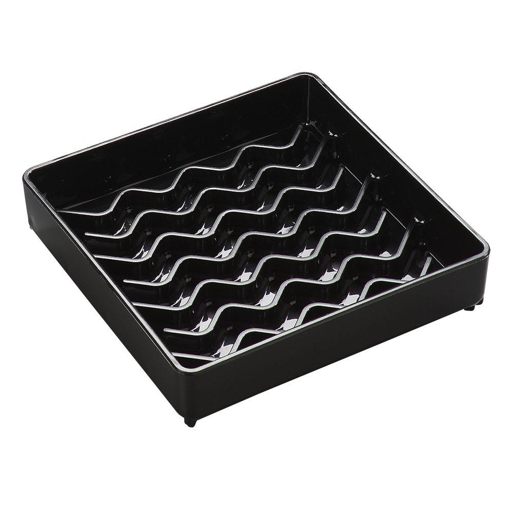 Carlisle Pump Pots 4 in. Square, SAN Plastic Drip Tray in Black (Case of 12) 1102003