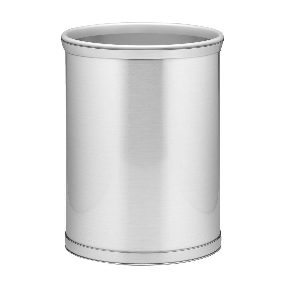Kraftware Bath Accessories The Home Depot Mylar 13 Qt Brushed Chrome Oval Waste Basket