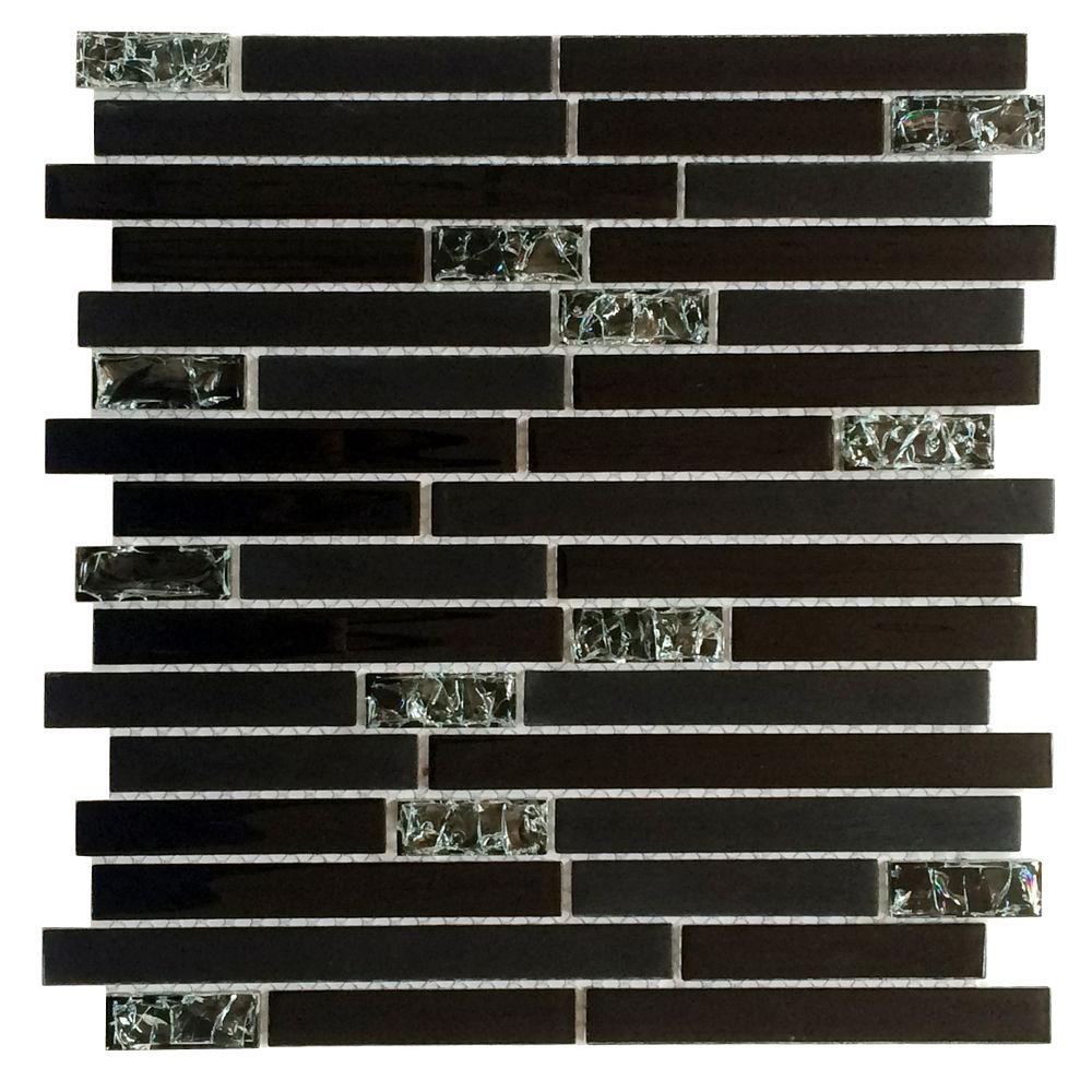 Rectangle Black Accent Wall Tile Backsplashes The Upscale Designs 12 In X 13 4 Mm Gl Mesh Mounted