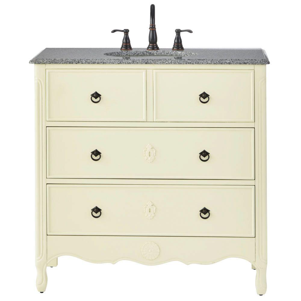 Home Decorators Collection Keys 36 in W Vanity in Ivory with Granite 