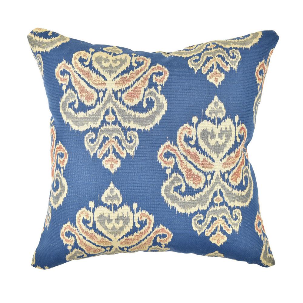 Vesper Lane Blue Earth Tone Damask Throw PillowDM09BLZ18I