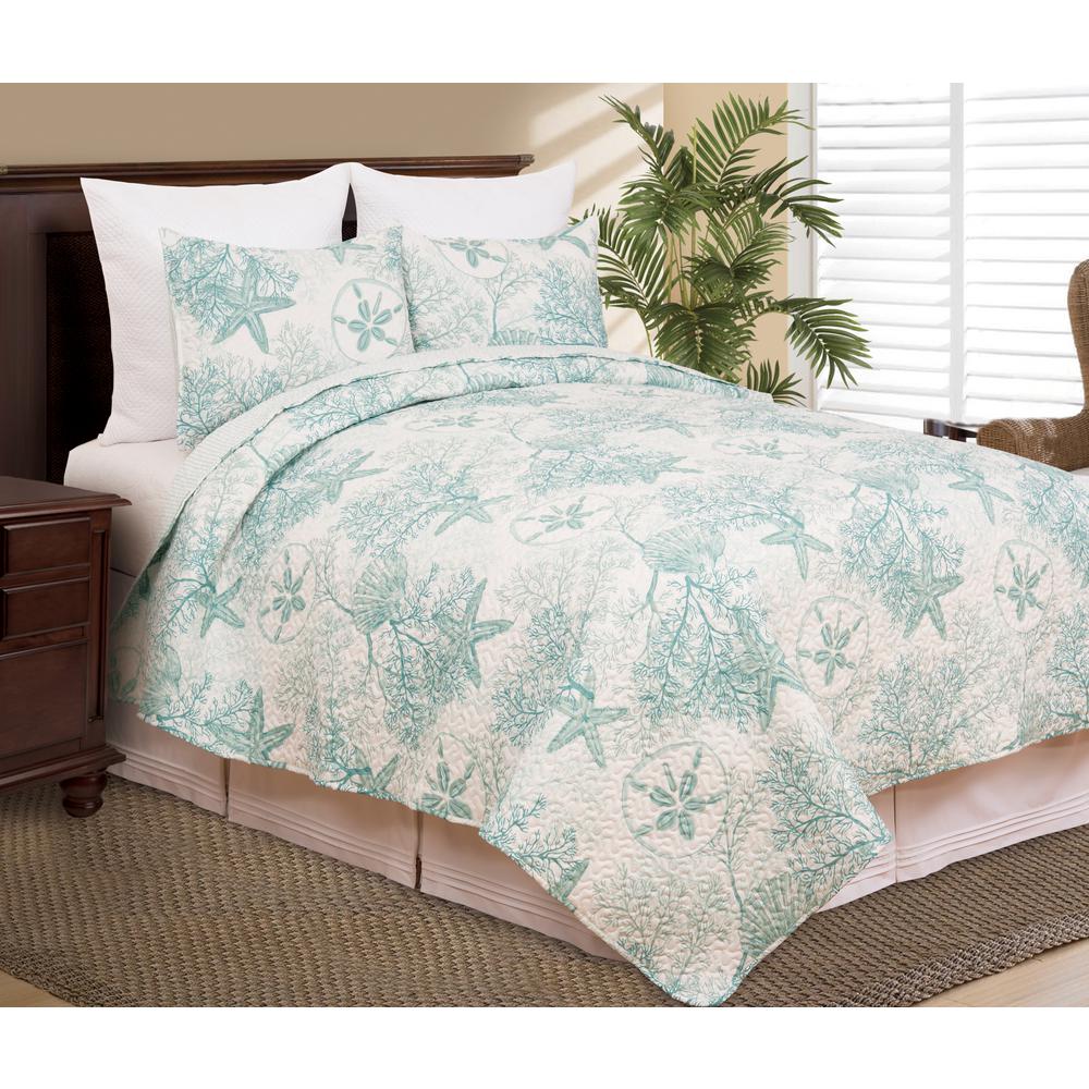 C F Home Ocean Treasures Blue King Quilt Set 82374 3kset The