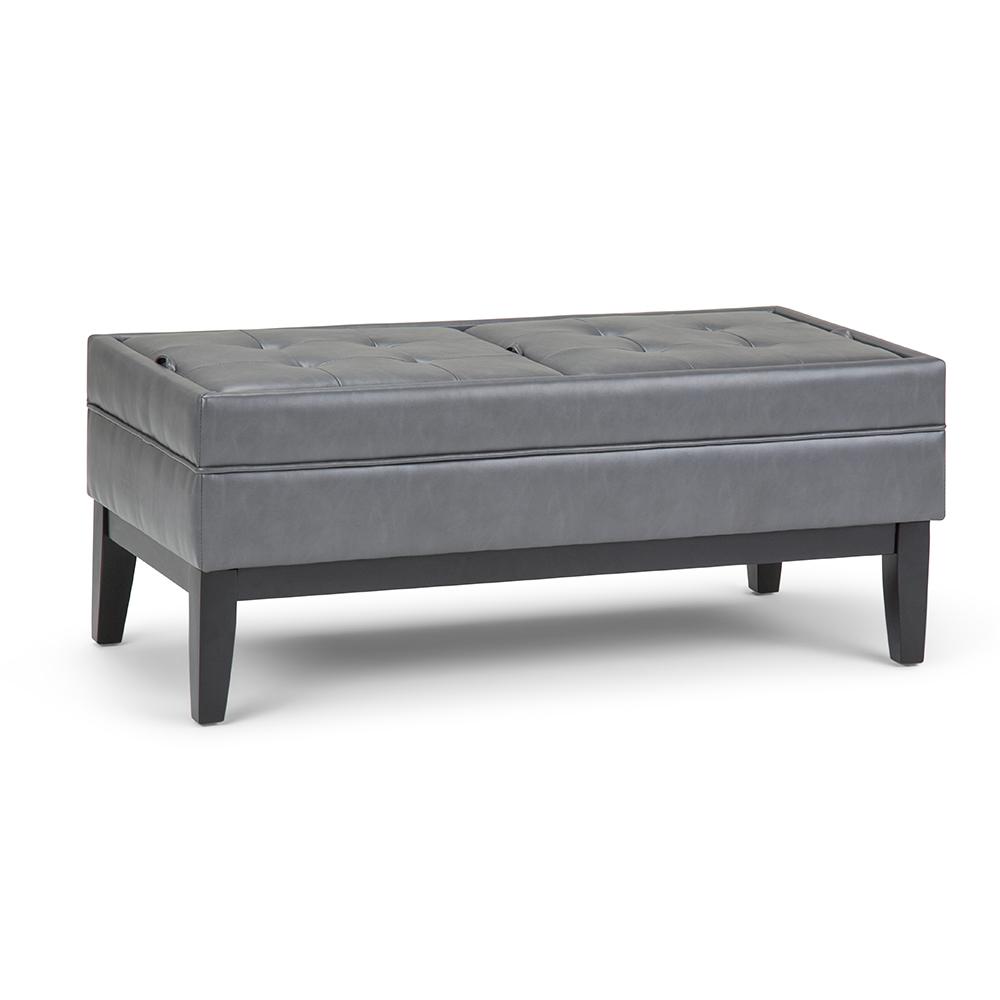 Simpli Home Castlerock Stone Grey Large Storage Ottoman Bench3AXCOT
