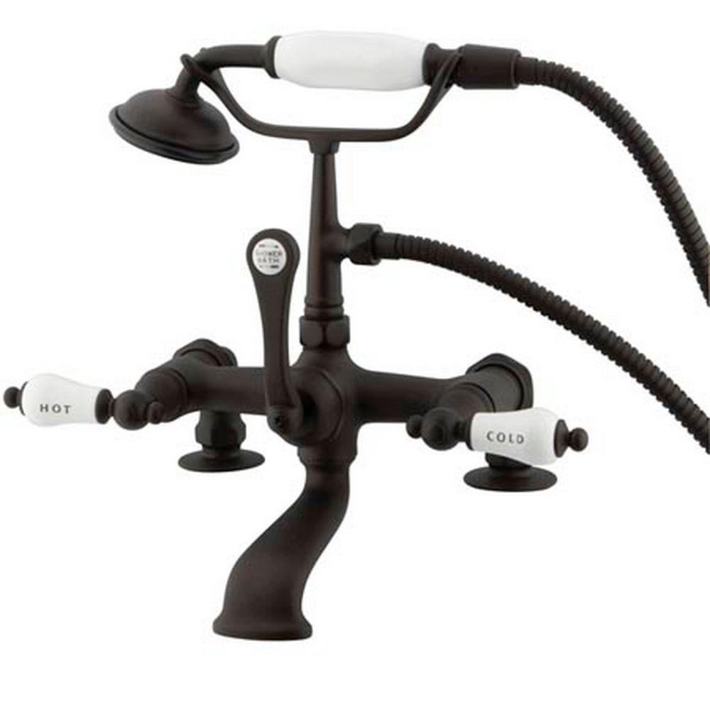 Kingston Brass 3 Handle Deck Mount Claw Foot Tub Faucet With