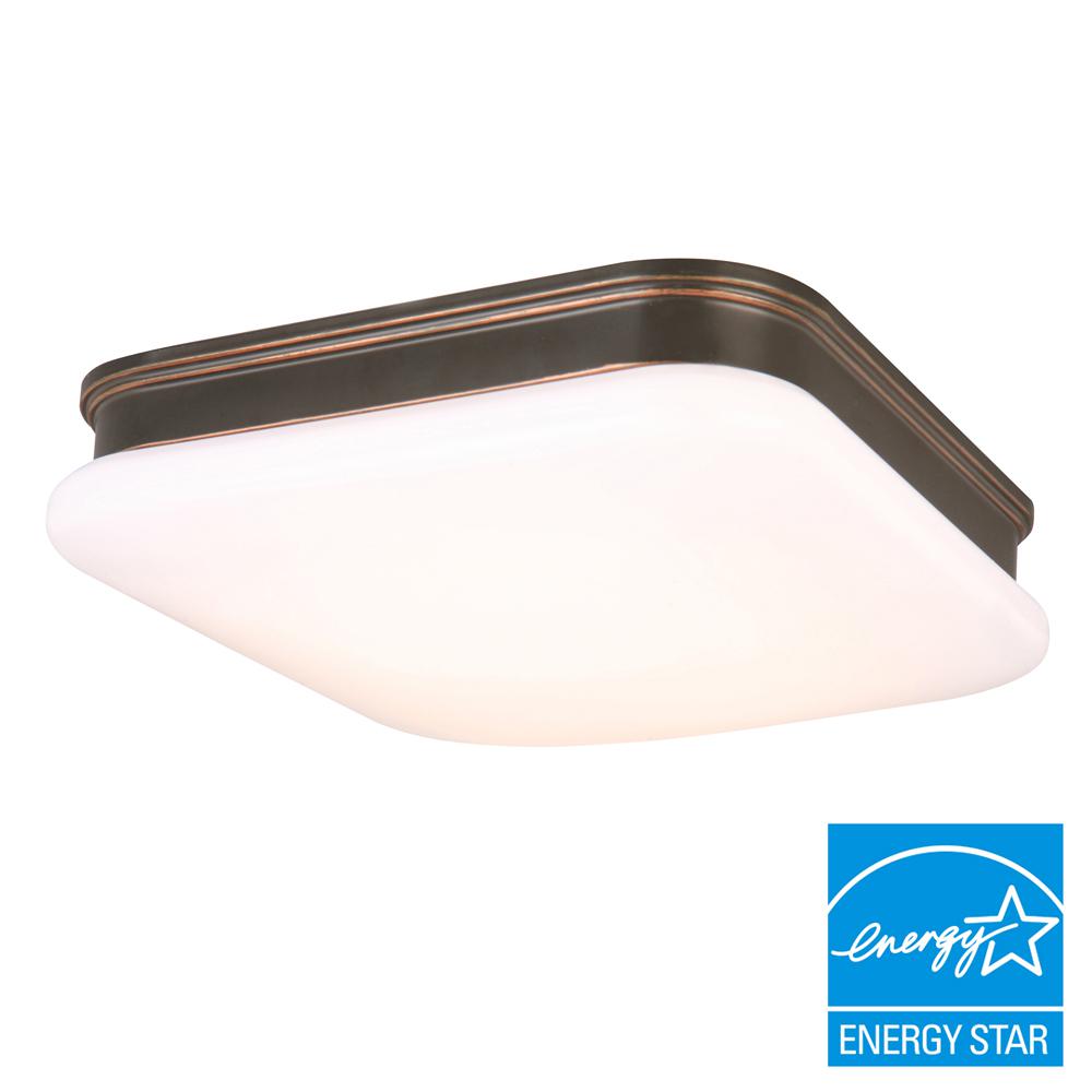 Hampton Bay 11 In 120 Watt Equivalent Oil Rubbed Bronze Square 120 Watt Equivalent Oil Rubbed Bronze Square Integrated Led