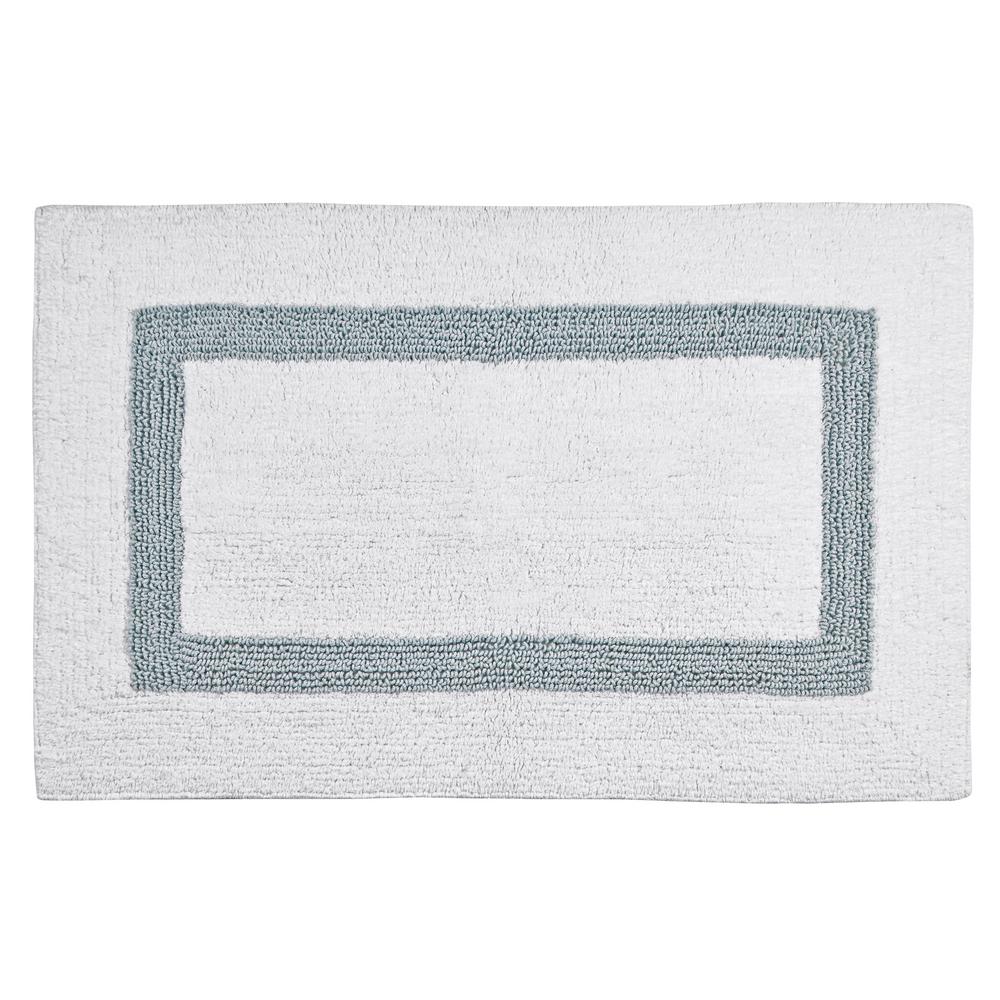 Hotel Collection White And Blue 21 In X 34 In Cotton Bath Rug Ss