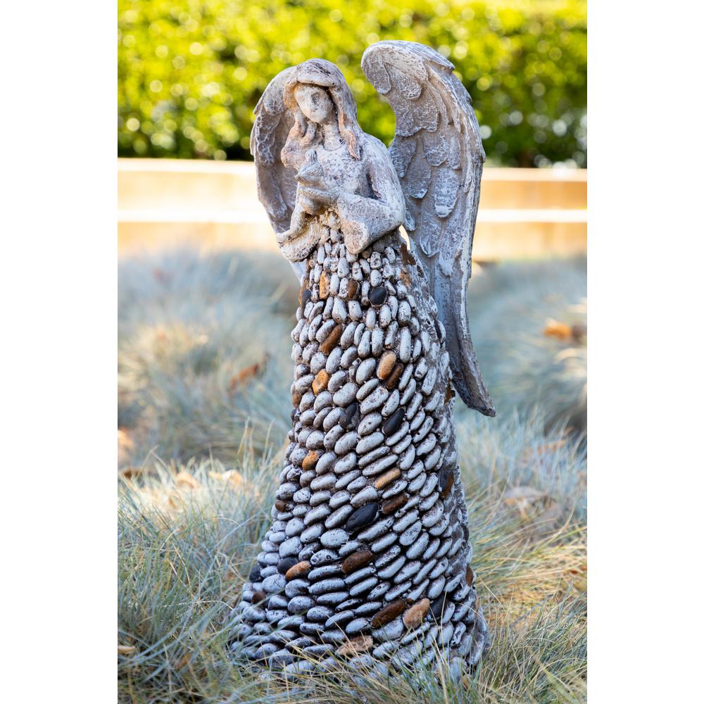 Alpine 18 in. Angel Garden Statue Holding BirdNZW221HHM The Home Depot