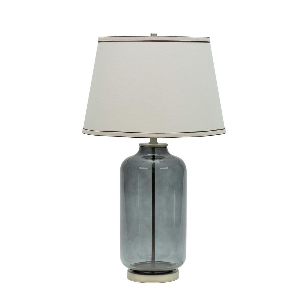 Aspen Creative Corporation 26 1 2 In Smoke Glass Table Lamp With Empire Shaped Shade Off White