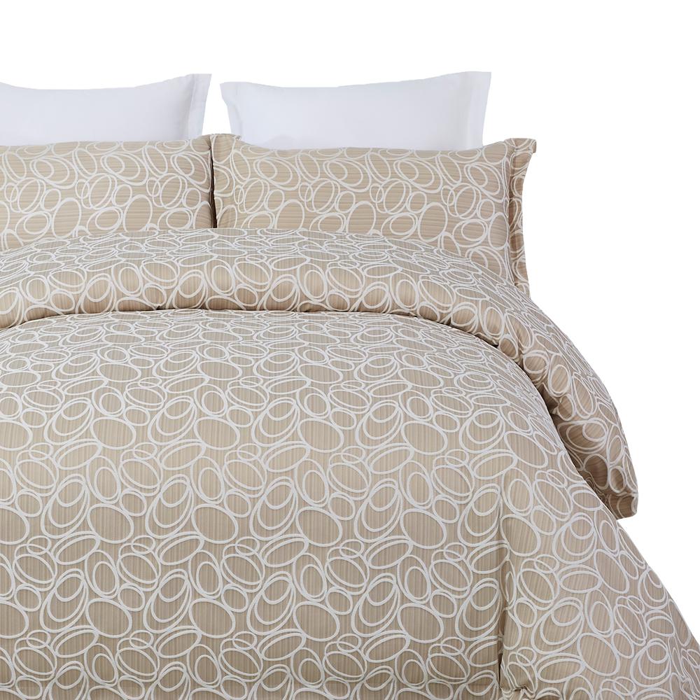 Natural Comfort Luxurious 3 Piece Taupe Circle Queen Duvet Cover