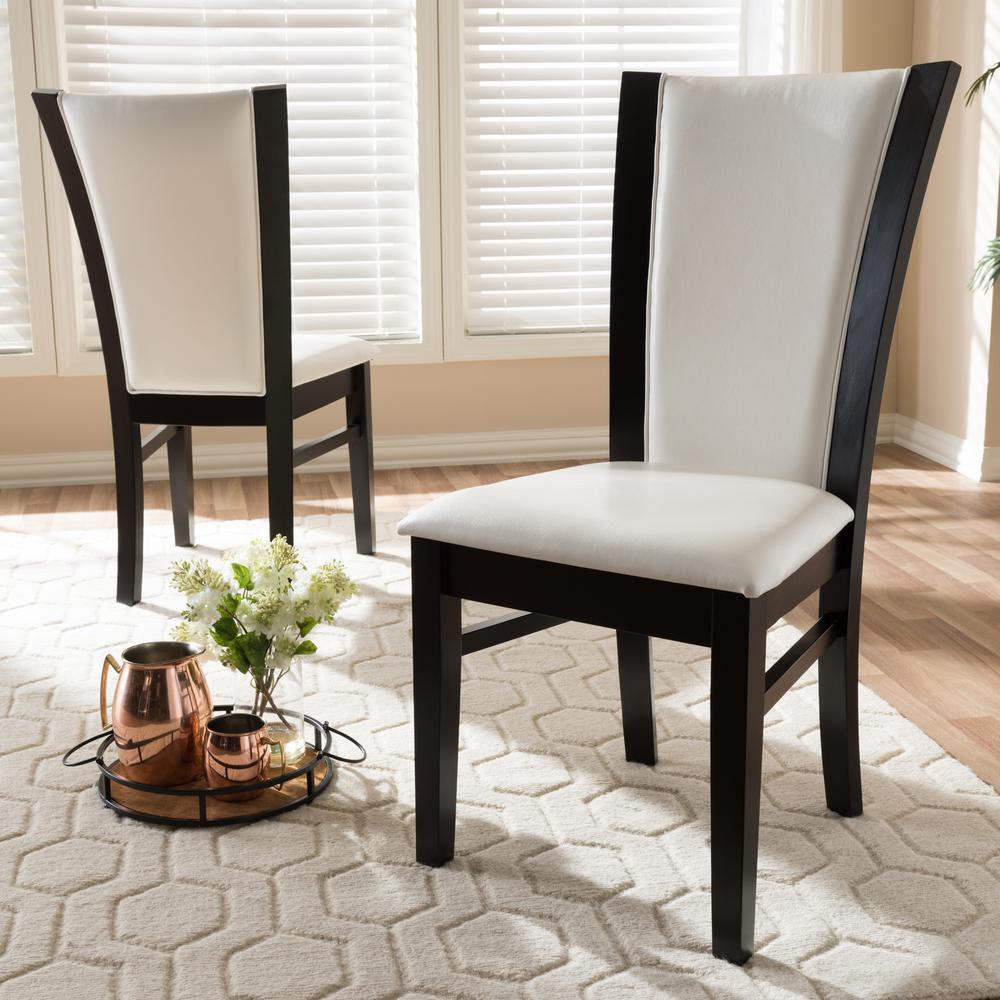 Baxton Studio Adley White And Dark Brown Faux Leather Dining Chair 5 Baxton Studio Adley White And Dark Brown Faux Leather Dining Chair