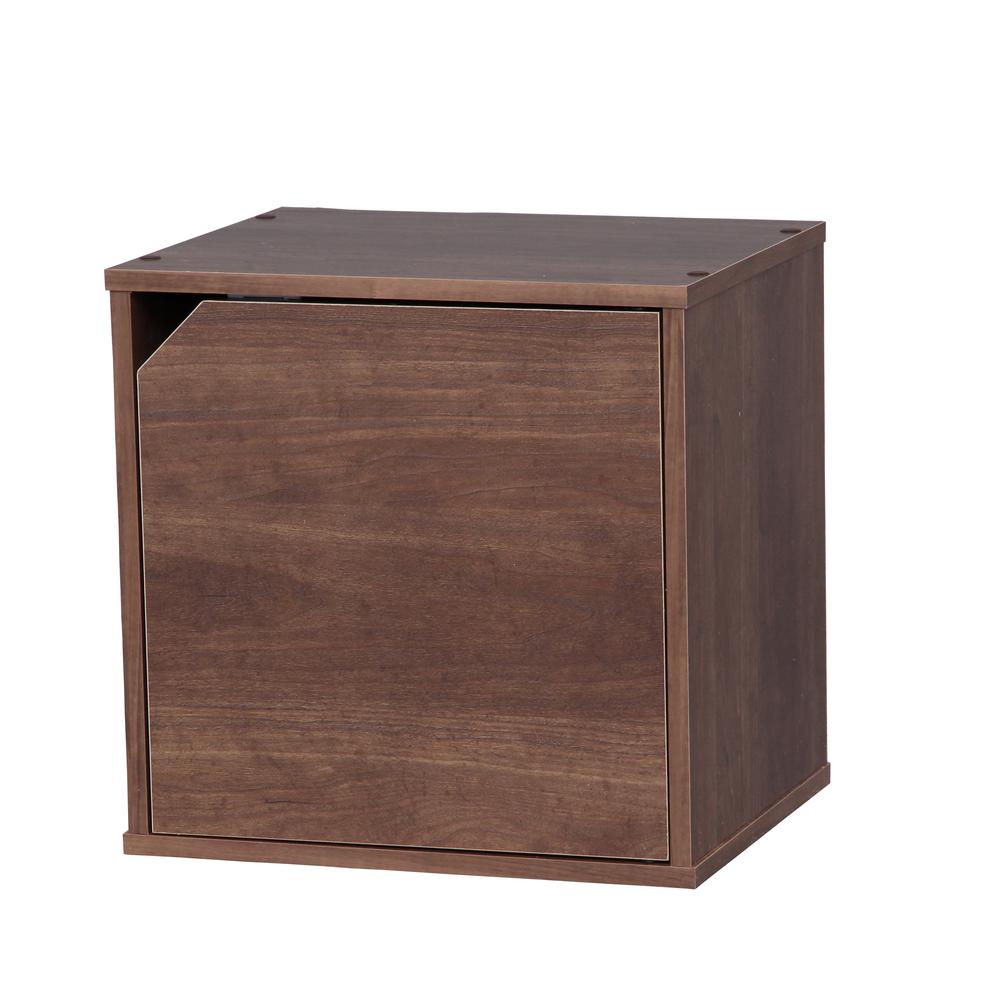 Iris Baku Brown Modular Wood Cube Box With Door 596221 The Home Depot