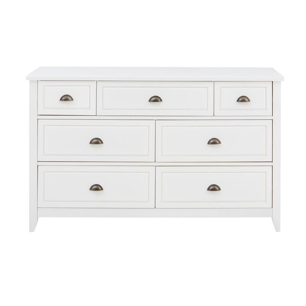 Stylewell Cordale White Wood 7 Drawer Dresser With Cup Pull