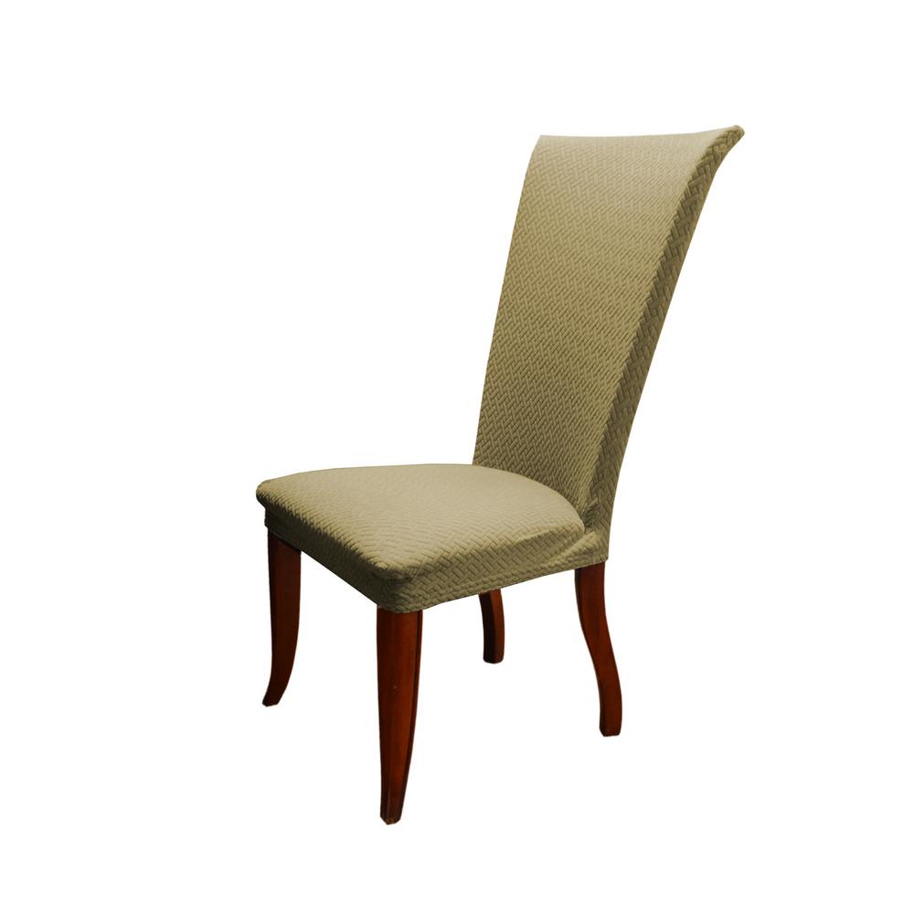 Taupe Basket Weave Texture Stretch Dining Chair Slip Cover Ls Taupe Basket Weave Texture Stretch Dining Chair Slip Cover