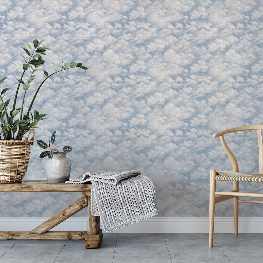 Tempaper Clouds Sky Blue L And Stick Wallpaper 28 Sq Ft Tempaper Clouds Sky Blue L And Stick