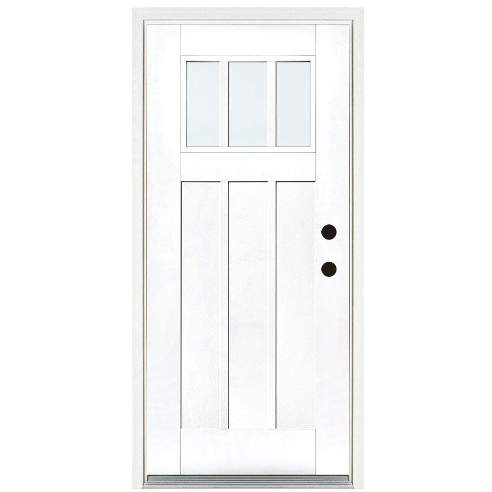 MP Doors 36 in. x 80 in. Smooth White Left-Hand Inswing 3-Lite LowE ...