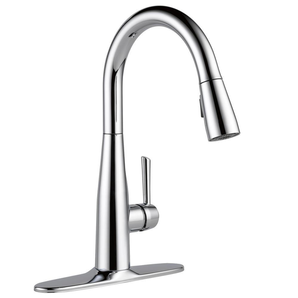 Delta Essa Single Handle Pull Down Sprayer Kitchen Faucet With Magnatite Docking In Chrome 9113 Dst The Home Depot