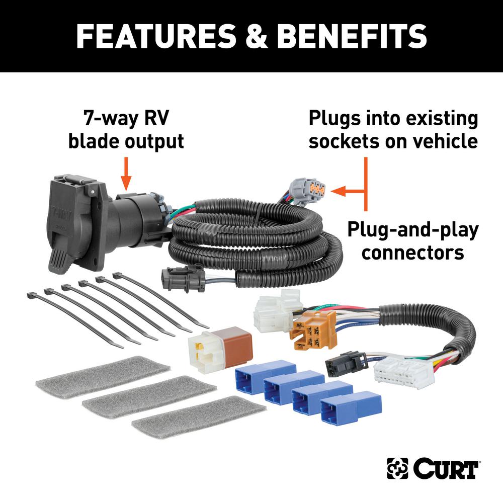 CURT Custom Vehicle-Trailer Wiring Harness, 7-Way RV Blade, Select Pathfinder, JX35, QX60, OEM Tow Package Required-56357 - The Home Depot The Home Depot