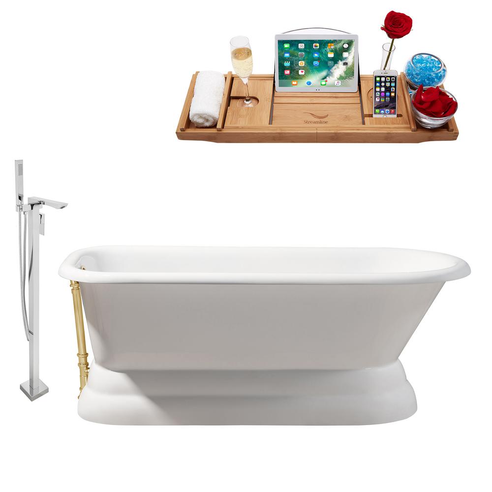 Streamline Tub Faucet And Tray Set 66 In Cast Iron Flatbottom
