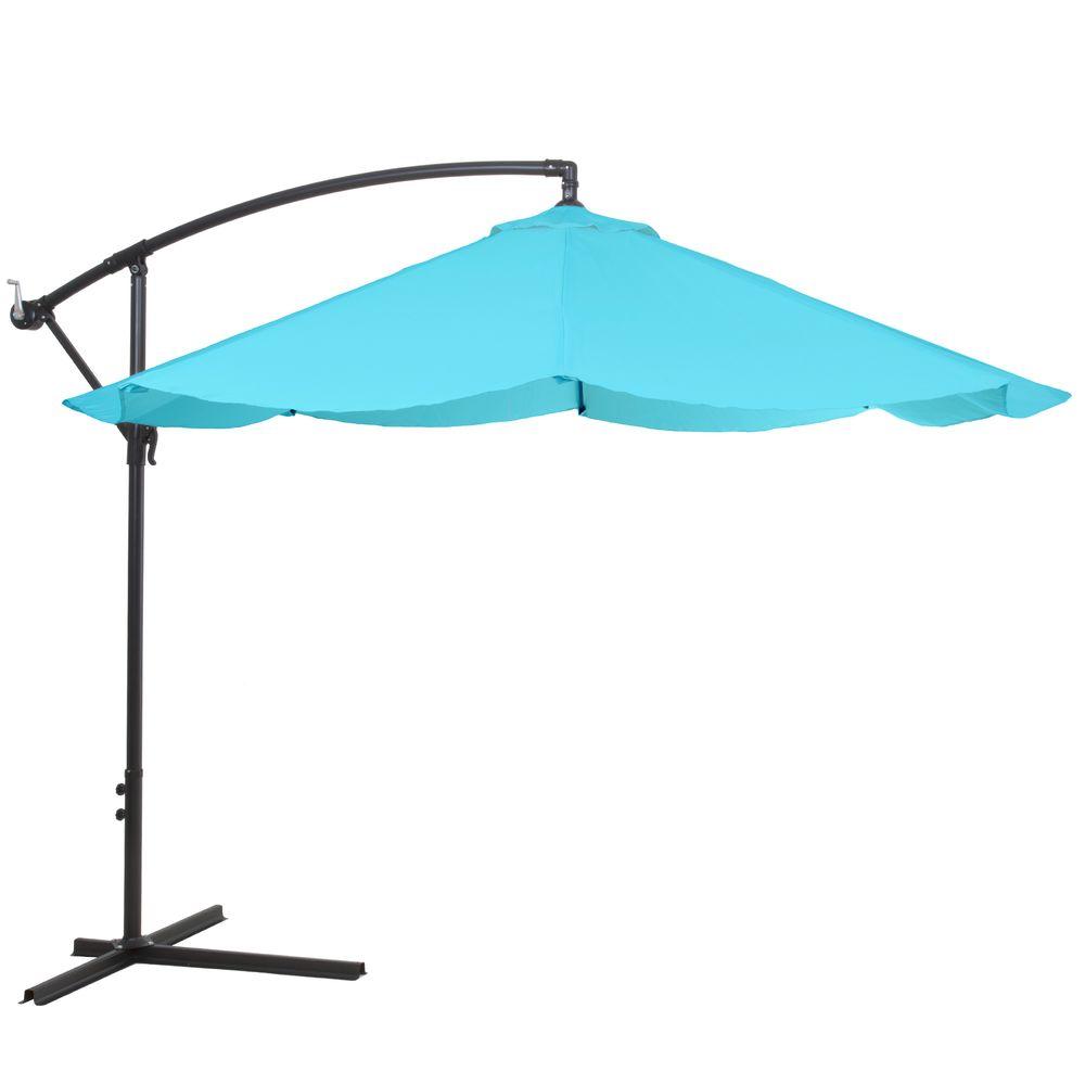 Pure Garden 10 Ft Offset Aluminum Hanging Patio Umbrella In Blue M150008 The Home Depot