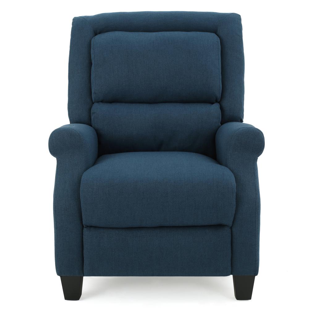 Noble House Wescott Traditional Navy Blue Fabric Recliner with Stud