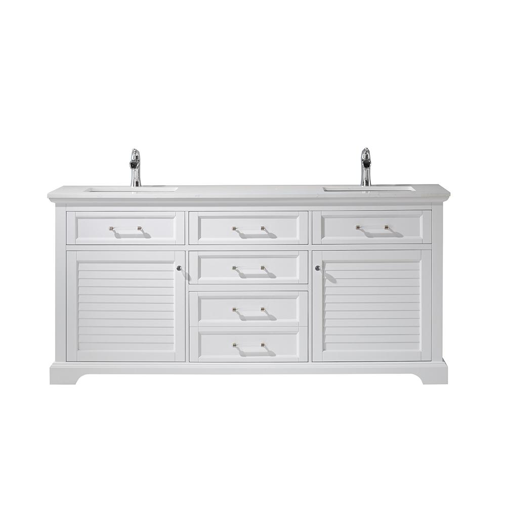 ROSWELL Lorna 72 in. Bath Vanity in White with Composite Vanity Top in