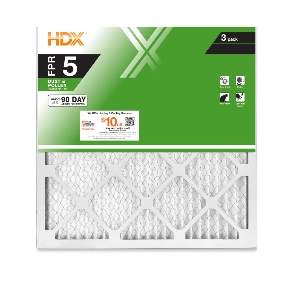 HDX 20 x 20 x 1 Standard Pleated Air Filter FPR 5 (3-Pack)