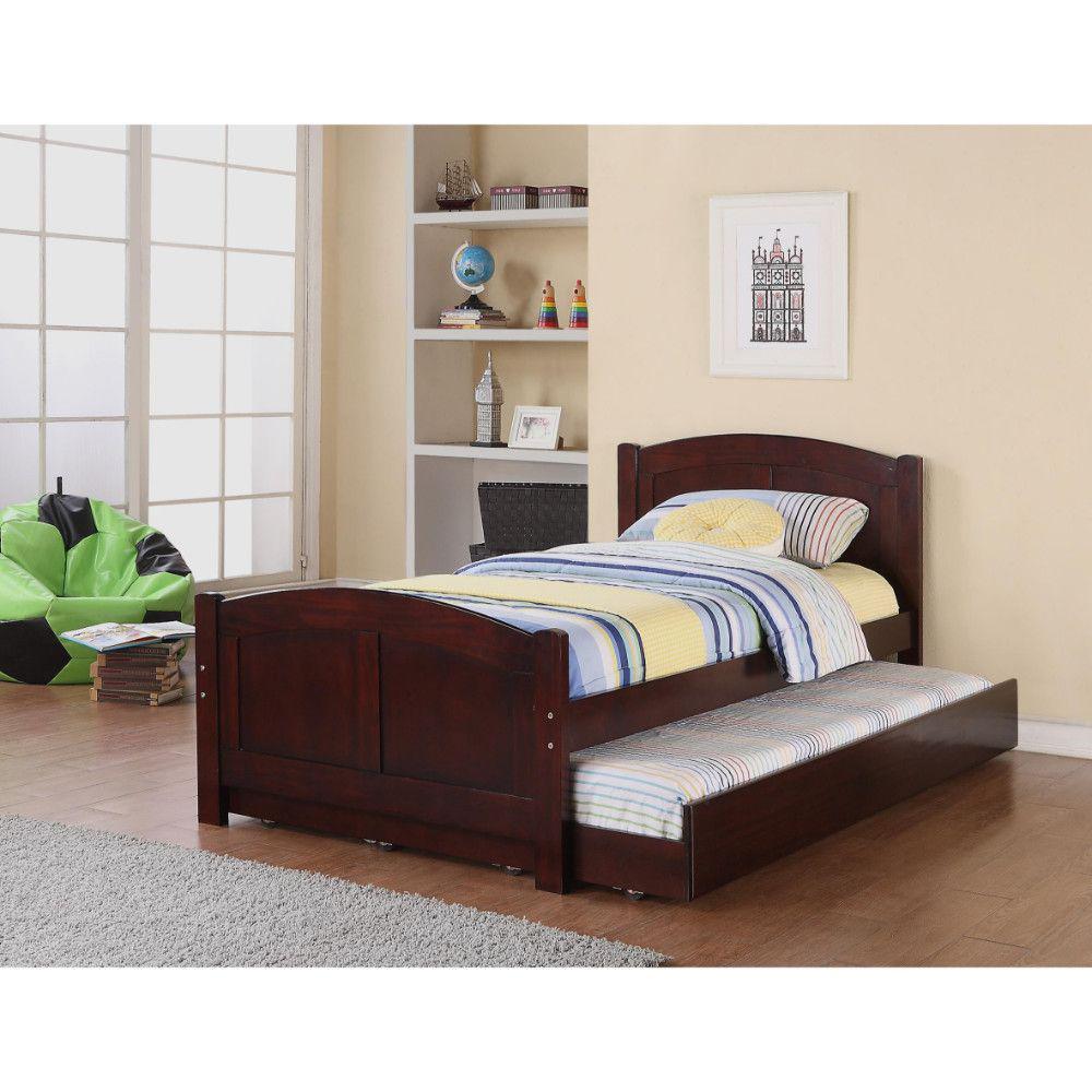 Benzara Fascinating Cherry Brown Wooden Twin Bed with Trundle 