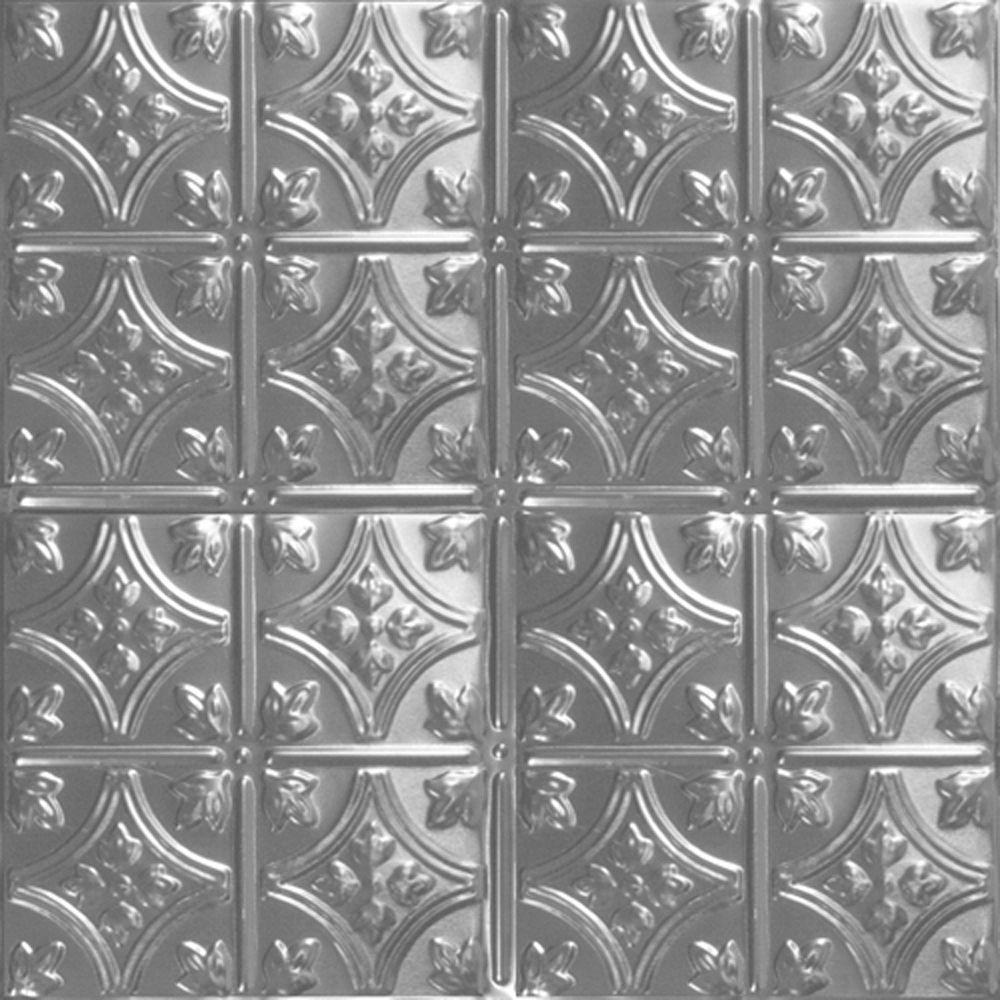 Shanko 2 Ft X 2 Ft Lay In Suspended Grid Tin Ceiling Tile In Bare Steel 24 Sq Ft Case