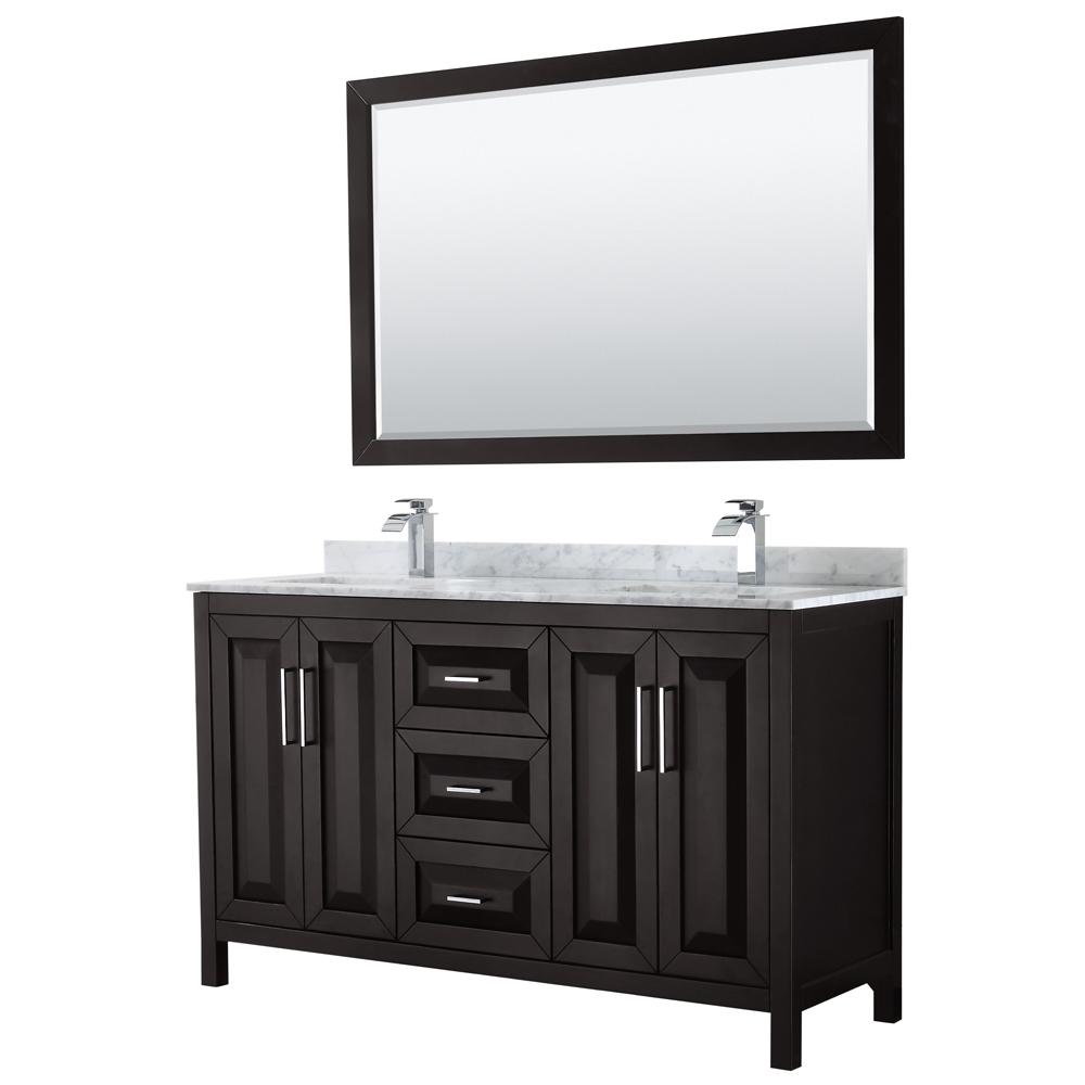 Brown 60 Inch Vanities Double Sink With Tops Daria 60 In Double Bathroom Vanity Dark Espresso With Marble Top Carrara