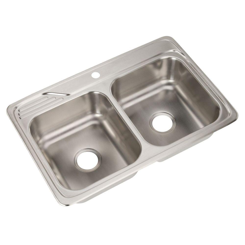 Elkay Celebrity Drop In Stainless Steel 33 In 1 Hole Double Bowl