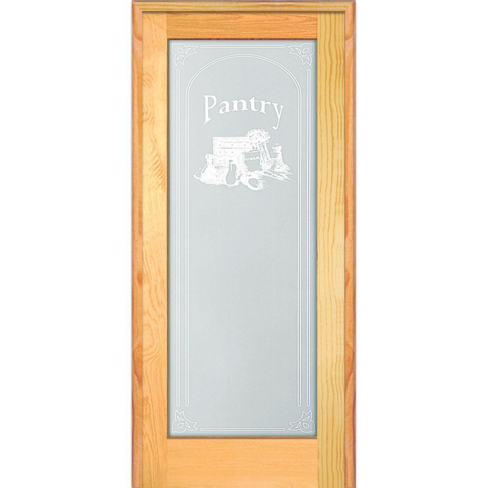 Mmi Door 32 In X 80 In Left Hand Unfinished Pine Full Lite Frost Pantry Design Single Prehung Interior Door