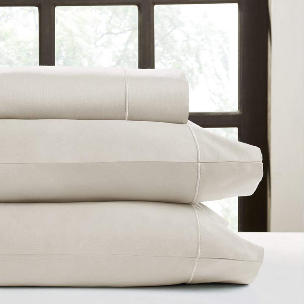 DEVONSHIRE COLLECTION OF NOTTINGHAM 4-Piece Ash Solid 500 Thread Count Cotton Queen Sheet Set, Grey was $159.99 now $63.99 (60.0% off)