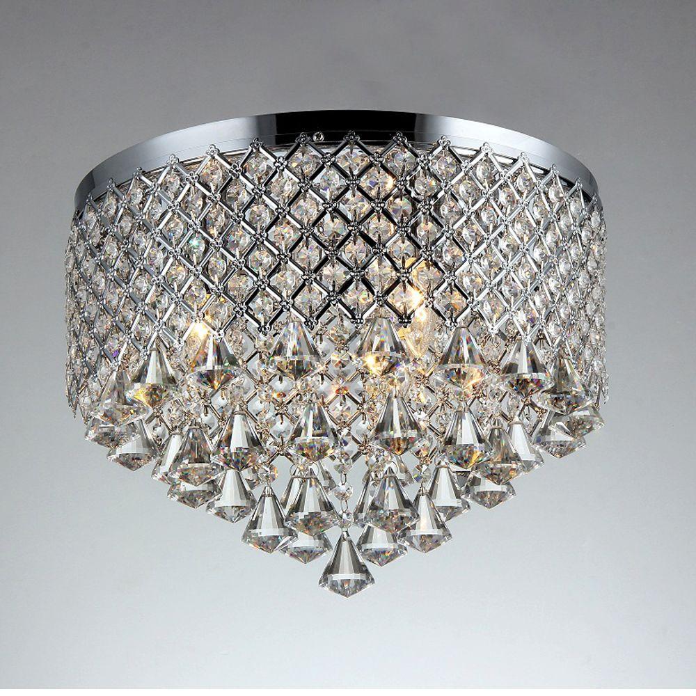 Trey 3 Light Chrome Indoor Crystal Flush Mount X66113 The Home Depot Trey 3 Light Chrome Indoor Crystal Flush Mount