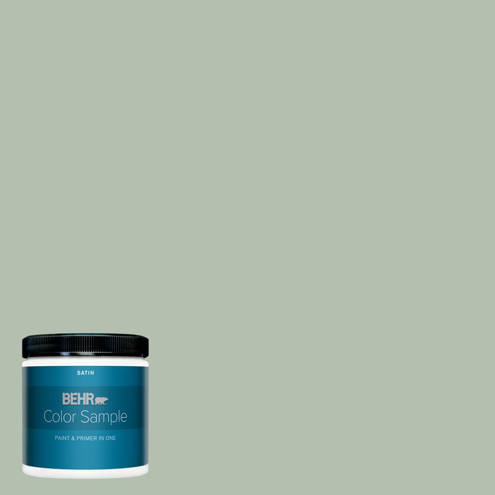 BEHR PREMIUM PLUS 8 oz. #N400-3 Flagstaff Green Satin Enamel Interior ...