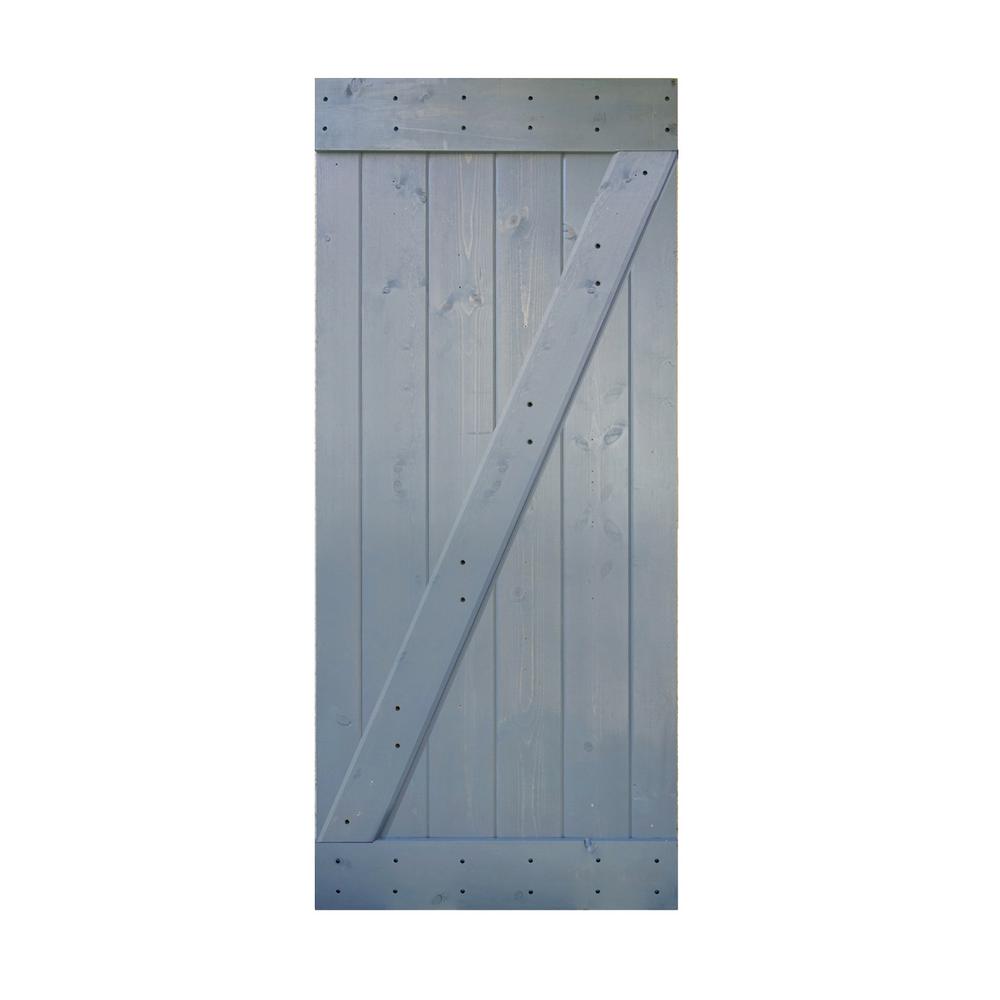 Wellhome 36 In X 84 In Z Series Diy Dark Grey Finished Knotty Pine Wood Interior Barn Door