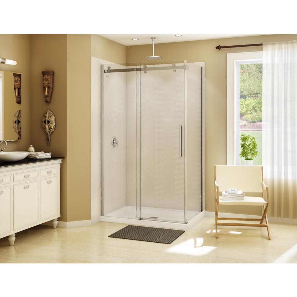 Maax Halo 34 In X 48 In X 79 In Frameless Corner Sliding Shower Enclosure In Chrome