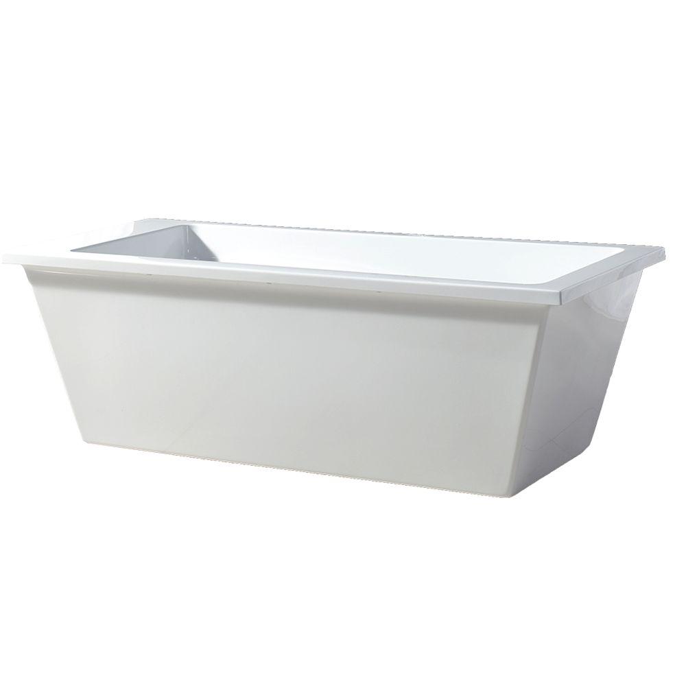 Houston 69 in. Acrylic Freestanding Flatbottom Non-Whirlpool Bathtub in White