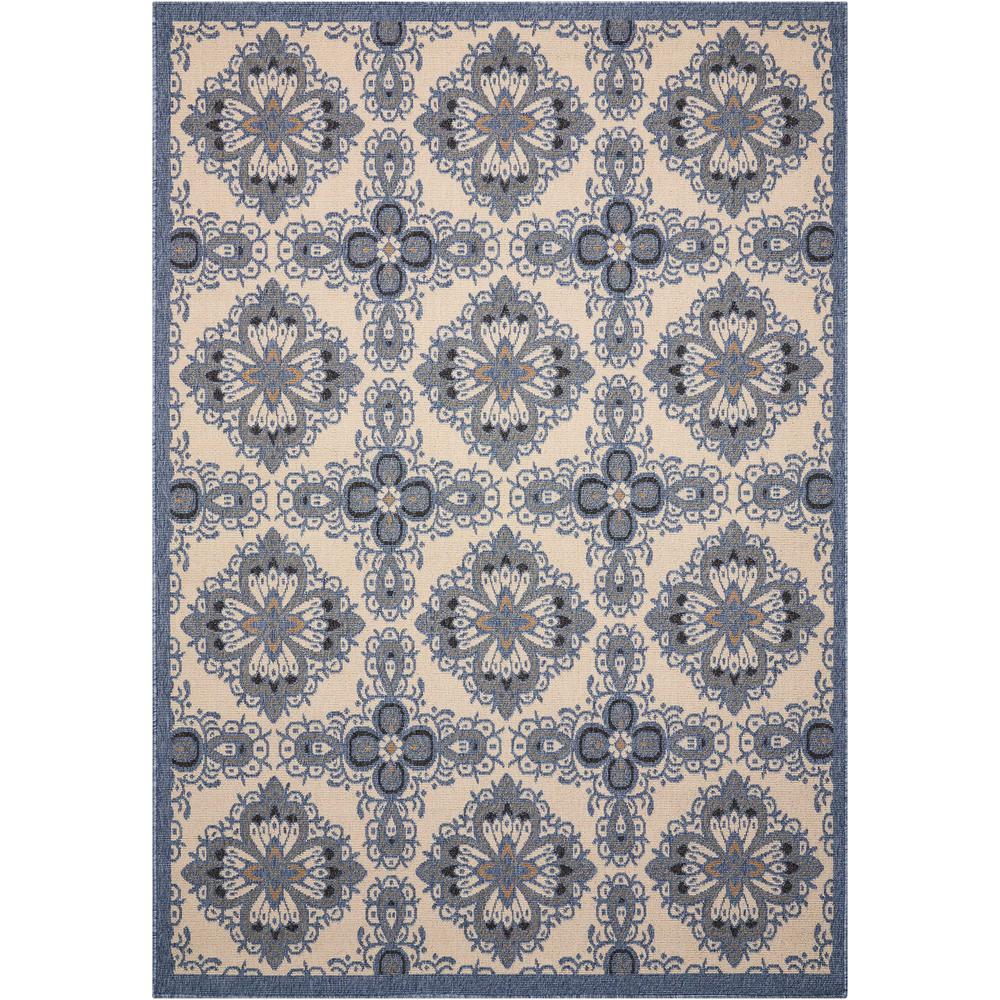 Nourison Caribbean Ivory Blue 9 ft. x 13 ft. Indoor/Outdoor Area Rug
