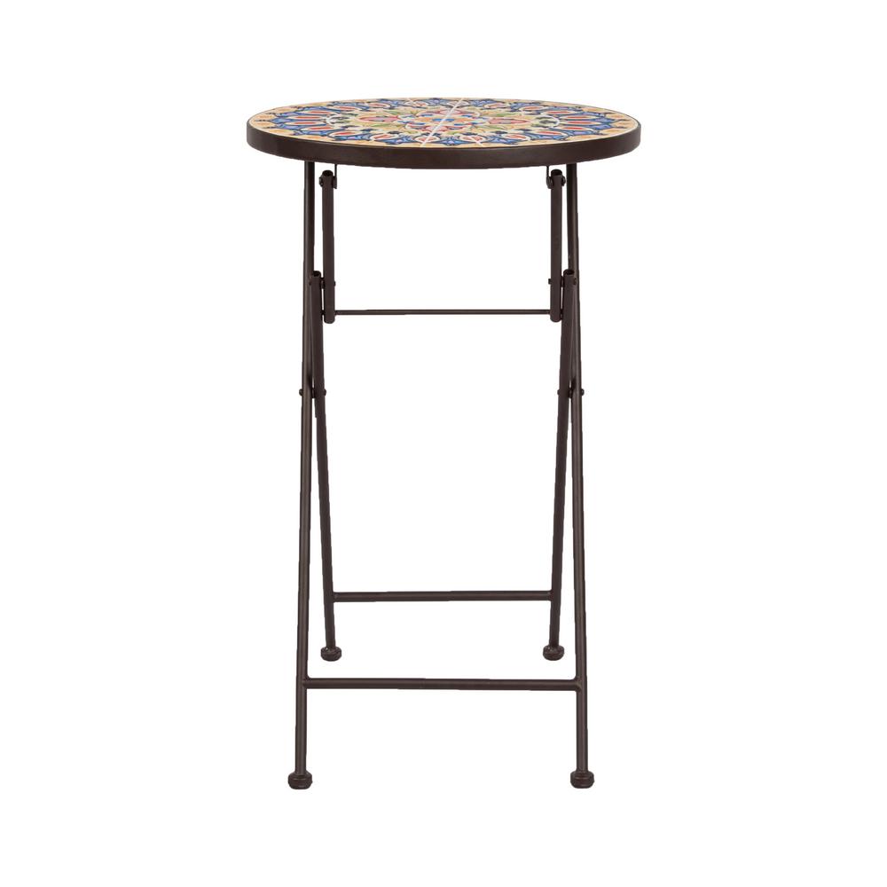 S Dente Cielo Mosaic Metal Outdoor Side Table Omt005 The Home Depot