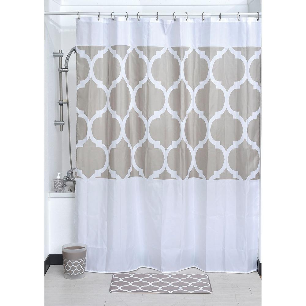 79 In Escal Printed Fabric Beige Shower Curtain 1200489 The