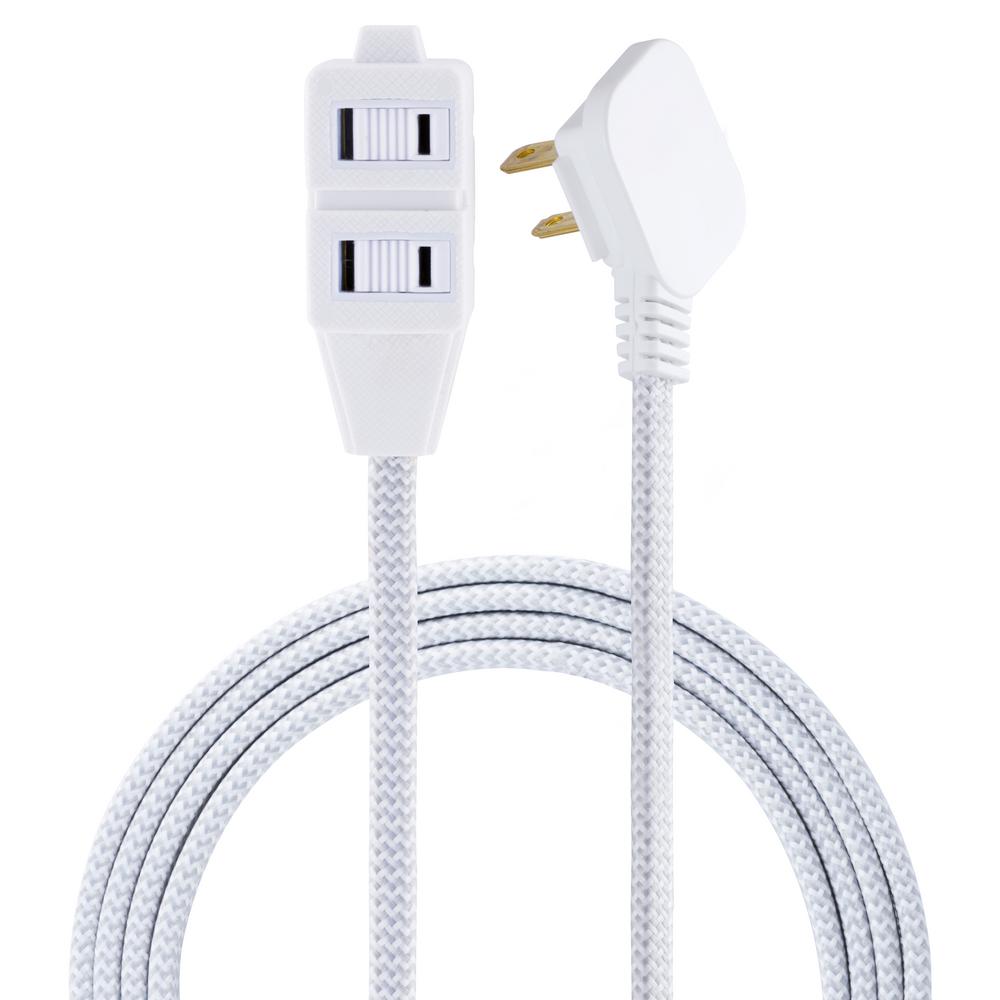 Cordinate 8 Ft 3 Polarized Outlet Basic Extension Cord Grey