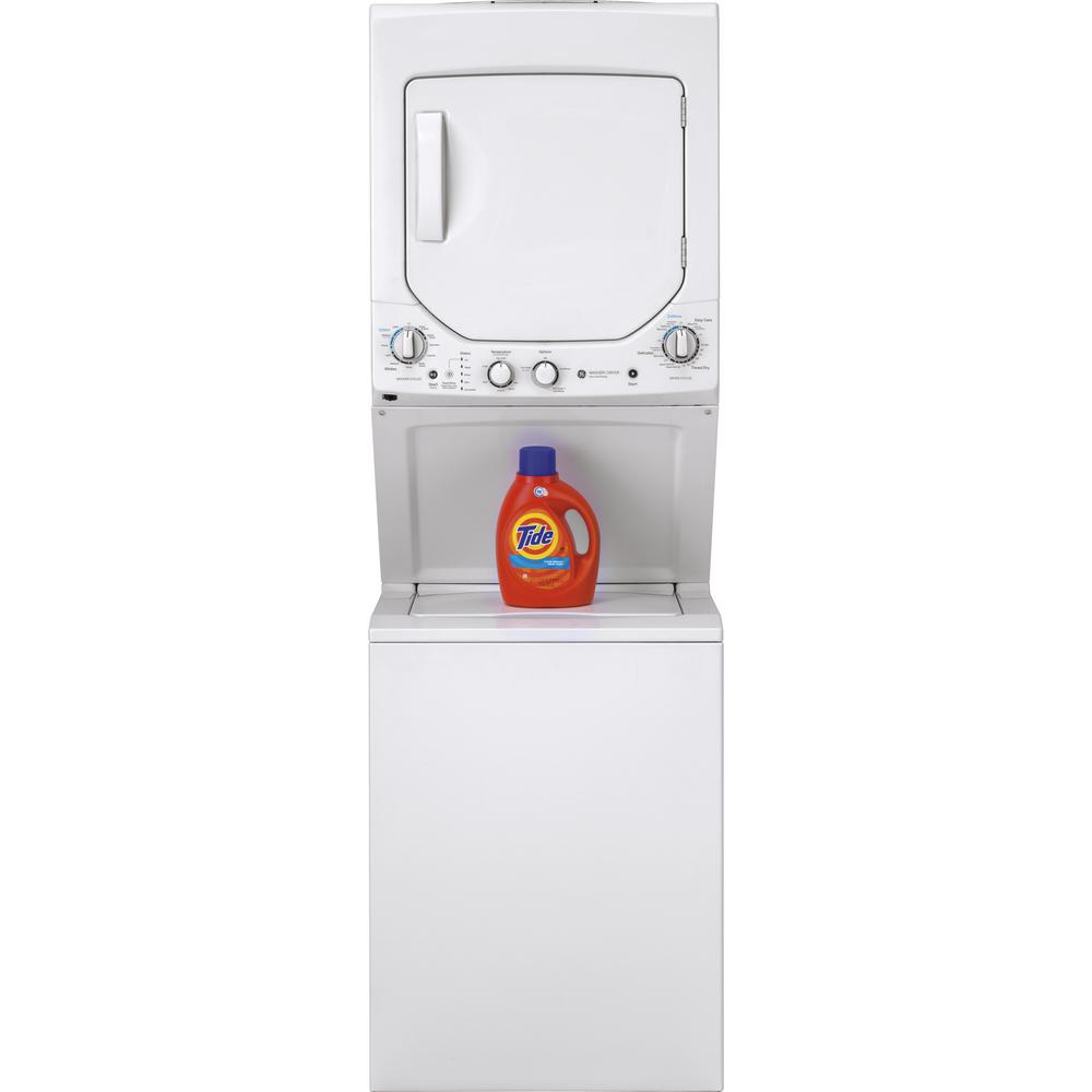 Ge White Laundry Center With 2 3 Cu Ft Washer And 4 4 Cu Ft
