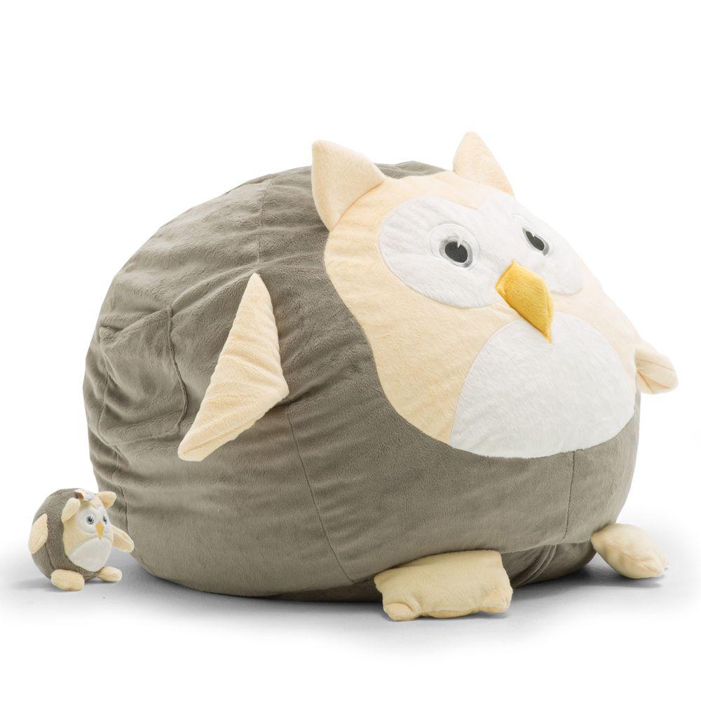 Oscar The Owl Cozy Grey Plush Bean Bag