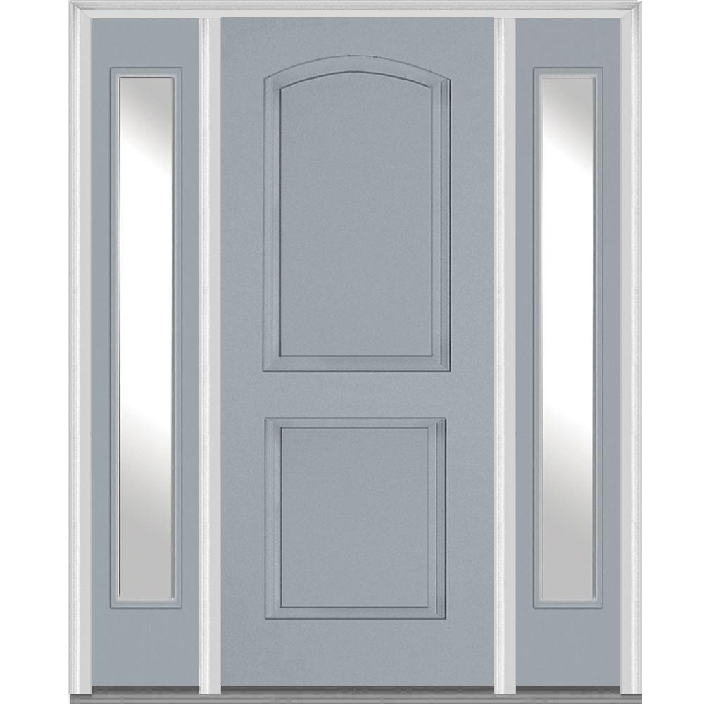 Gray Single Door With Sidelites Composite Front Doors