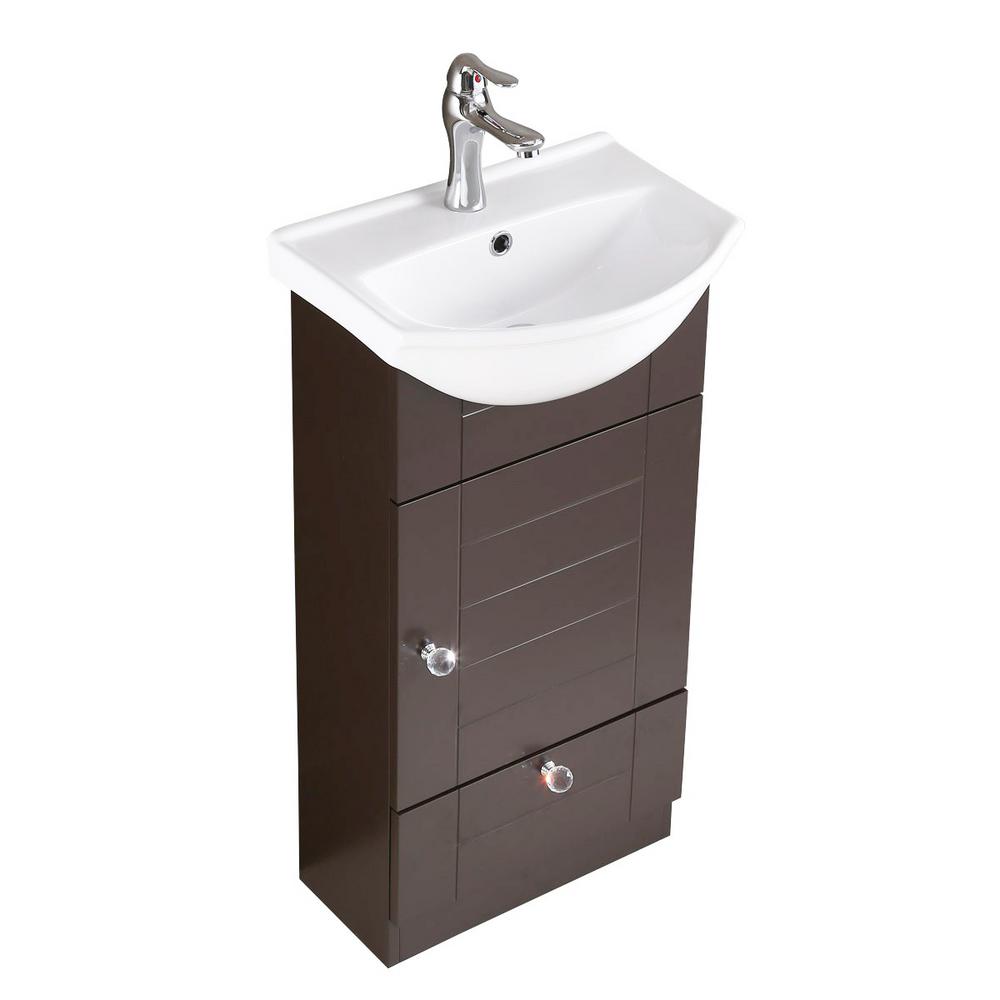 Renovators Supply Manufacturing Mahayla 17 3 4 In Bathroom Vanity Sink Combo In Dark Oak With Ceramic Sink In White With Faucet Drain And Overflow 21954 The Home Depot